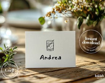 Modèle CARTE DE PLACEMENT | carte de visite minimaliste en noir et blanc | illustration dessinée à la main | style manuscrit | mariage moderne | numérique | A03