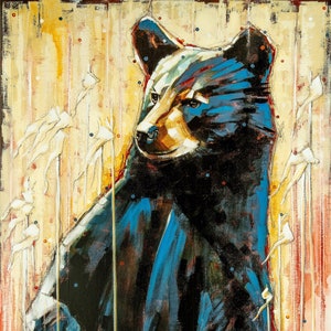 Standing Black Bear - Spirit Animal - Gallery Style Wrapped Canvas Giclee Print