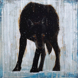 Stampa artistica su tela di &quot;Black Wolf Spirit Animal&quot;