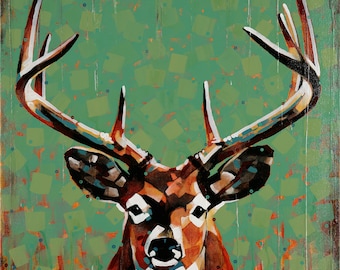 Whitetail Deer Buck Art Print – Spirit Animal Matte Painting