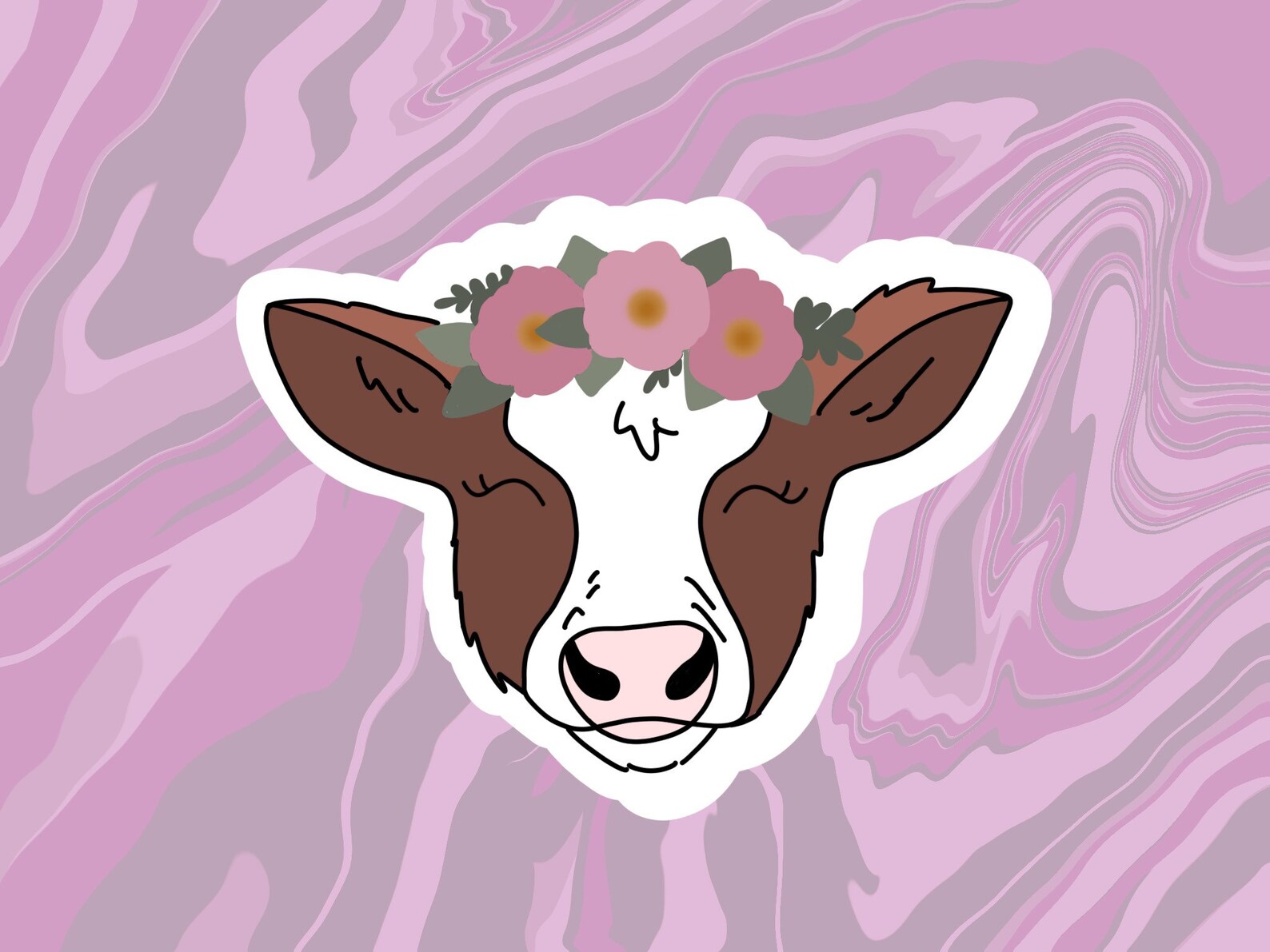 Cow sticker cute aesthetic indie Etsy
