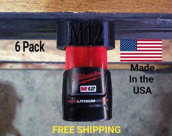 6 Pack Milwaukee M12 Battery Mount / Hanger / Holder - Made in the USA