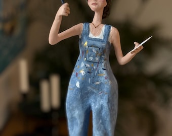 Scultura in cartapesta – Il pittore – Arte figurativa fatta a mano