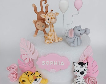 Safari Cute Animals - Fondant - Edible Cake Topper - Figurine