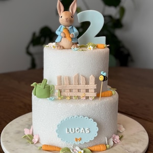 Decorazione per torta fatta a mano ispirata a Peter Rabbit - Tema vintage classico - Design classico del 1902 - Tema vintage di Beatrix Potter - Decorazioni per torte