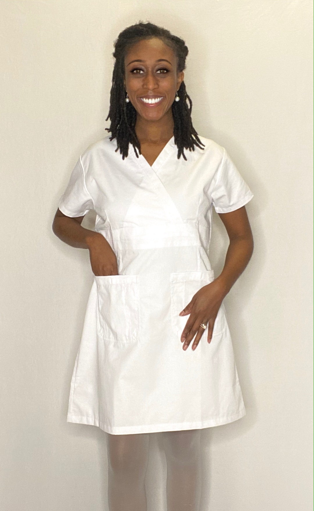 White Scrub Dress Nurse Uniform for Graduation Pinning Ceremony -   Canada