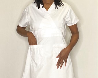White Scrub Dress Nurse Uniform for Graduation Pinning Ceremony