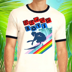 Beach Boys Surfer Shirt Rainbow Fun Retro Band