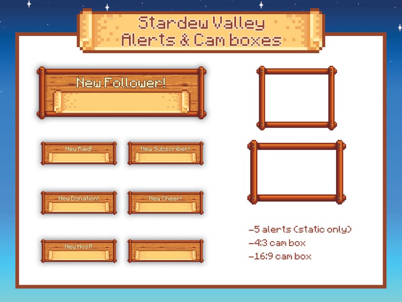 Animated Stardew Valley Twitch Pack Overlays Panels Etsy