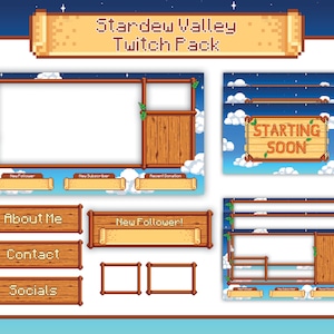 Animated Stardew Valley Twitch Pack - overlays, panels, screens, alerts