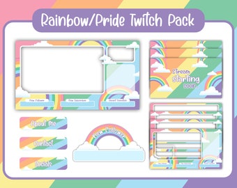 Animated Rainbow Pride Twitch Pack - superposiciones, paneles, pantallas, alertas