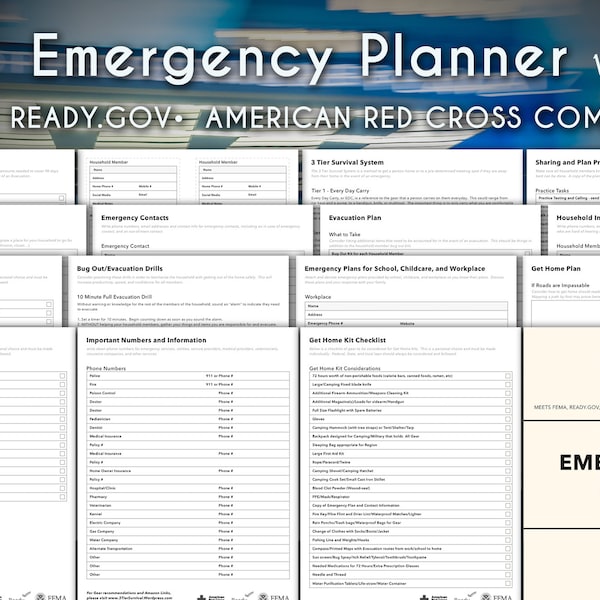 Emergency Planner | Printable Emergency Plan | COVID-19 Plan | Hurricane Plan | Tornado Plan | Disaster Plan | Virus Plan  | Survival