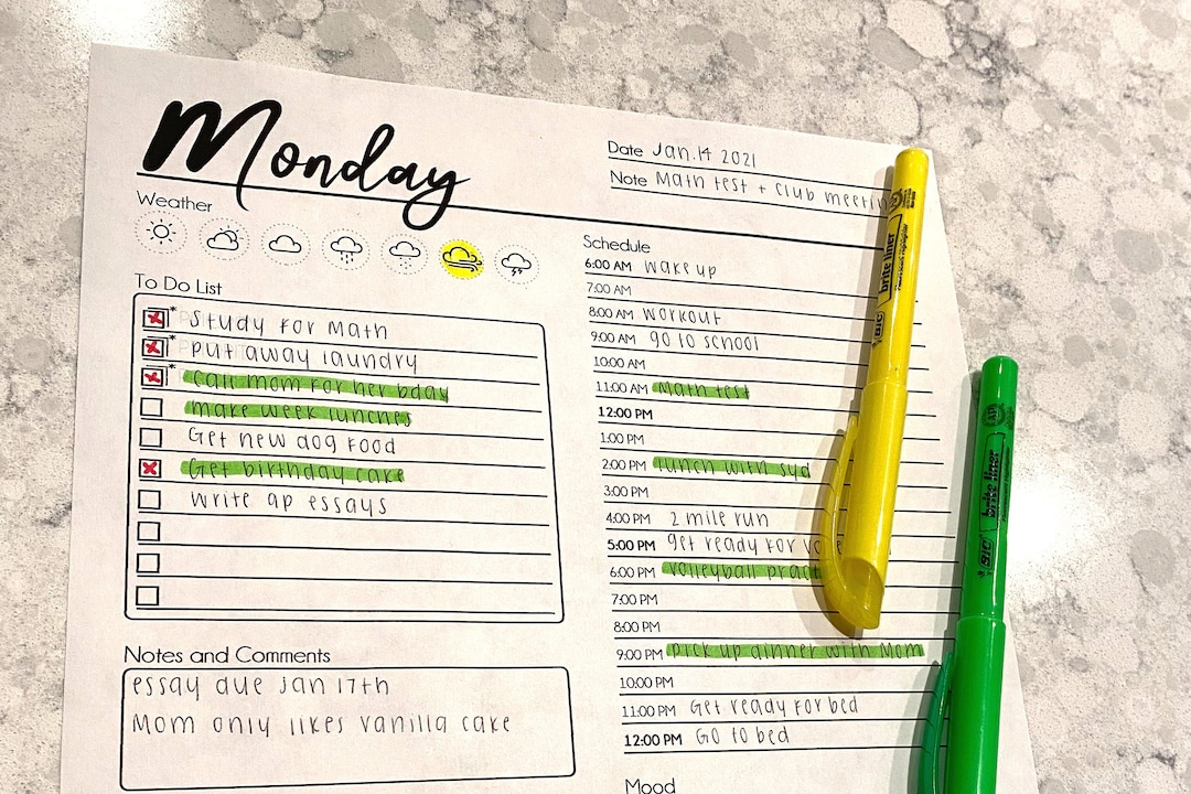 Printable 7 Day Planner | Daily Planner Printable | Day Planner Work ...