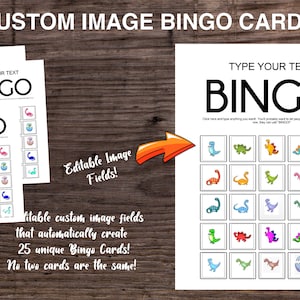 Karty bingo z obrazkami do druku | Karty bingo z obrazkami | Karty wypełniają się automatycznie | 25 unikalnych kart bingo | Natychmiastowe pobieranie pliku PDF