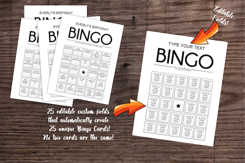 Printable Bingo Cards Custom Bingo Cards Cards Fill Automatically 25