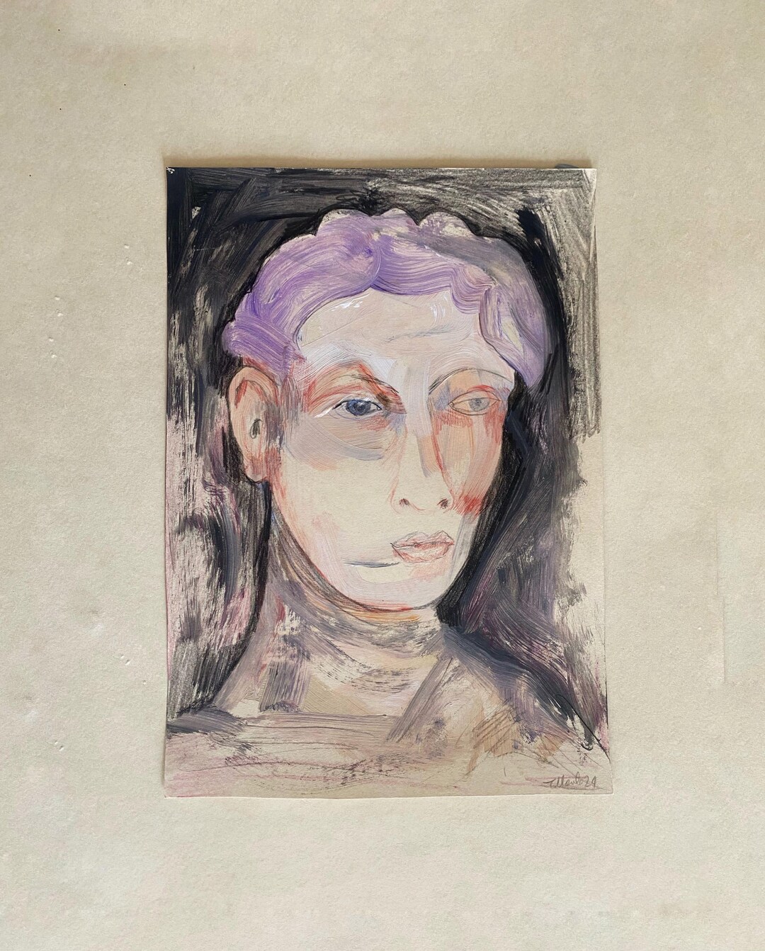 Original, Signed Water Colour Portrait, Male, Female, Androgynous ...