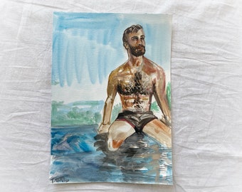 Nude Male Painting - Etsy