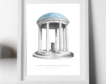 UNC Old Well Print | Minimalist UNC Chapel Hill Print