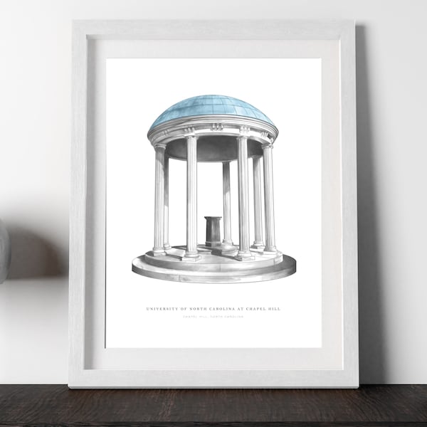 UNC Old Well Print | Minimalist UNC Chapel Hill Print