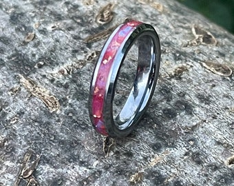 Ruby Gold Ring, Real Ruby, Gold leaf, Tungsten Carbide/Cobalt, 3.2mm