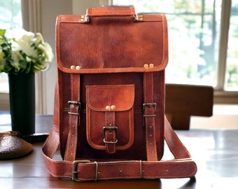 Sac bandoulière rétro pour homme en cuir vintage véritable messager marron