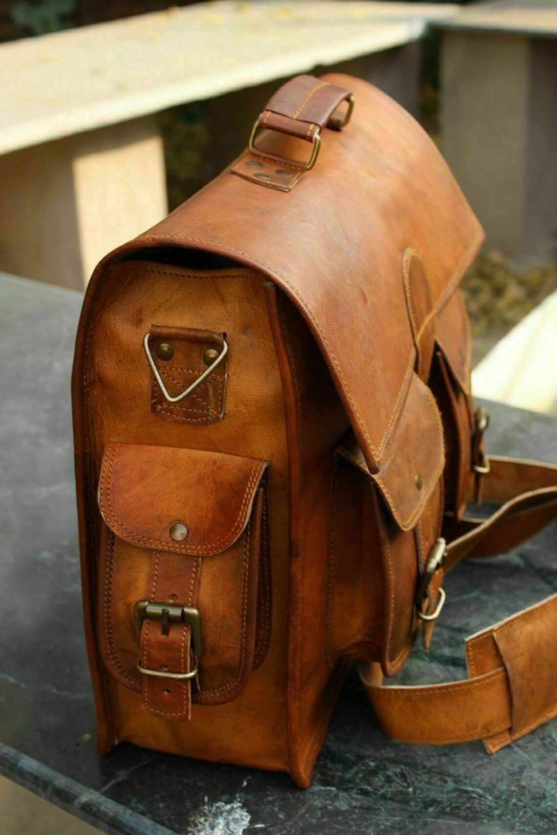 Personalised Handmade Leather Messenger Bag For Laptop Etsy