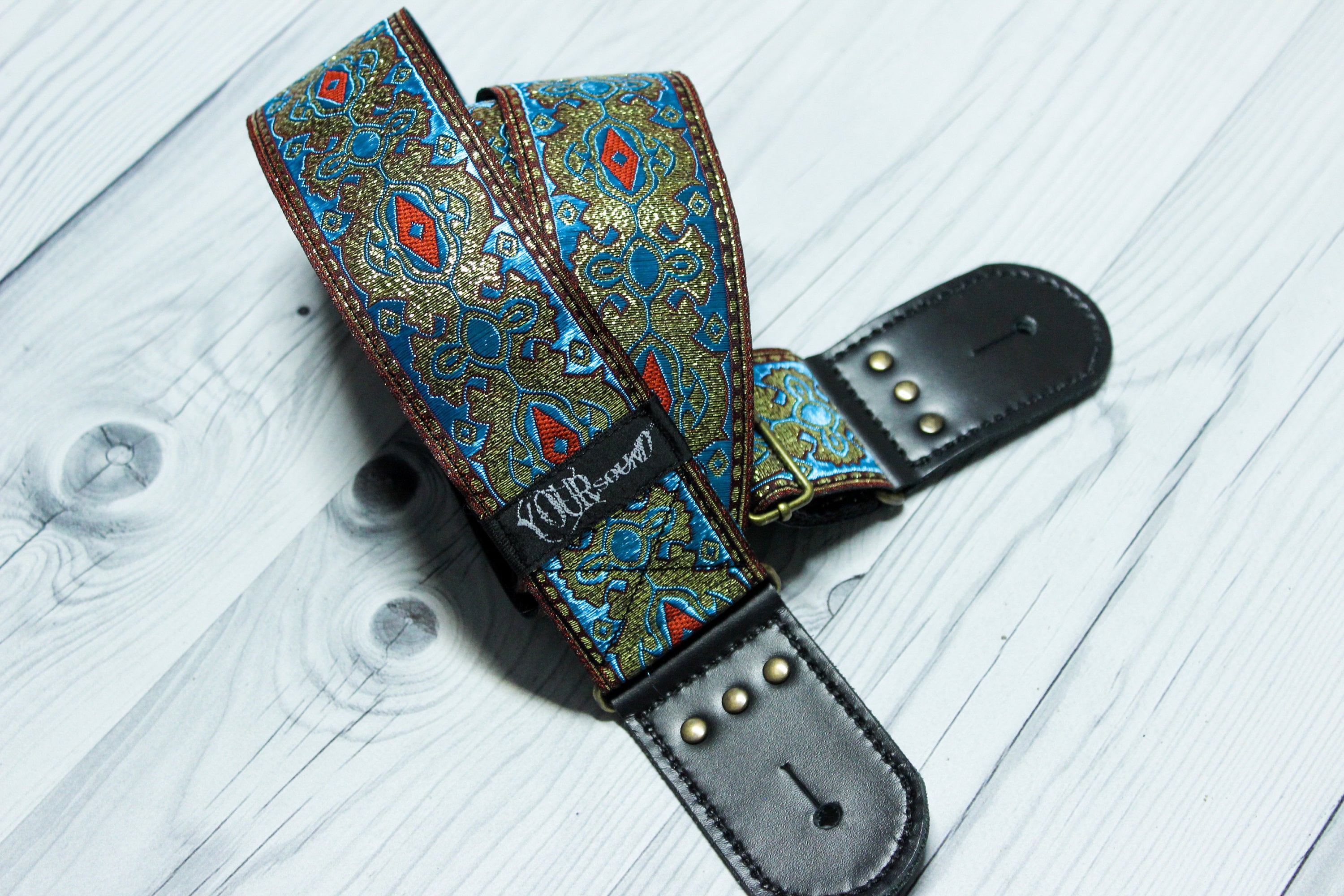 Blue Vintage Guitar Strap Etsy