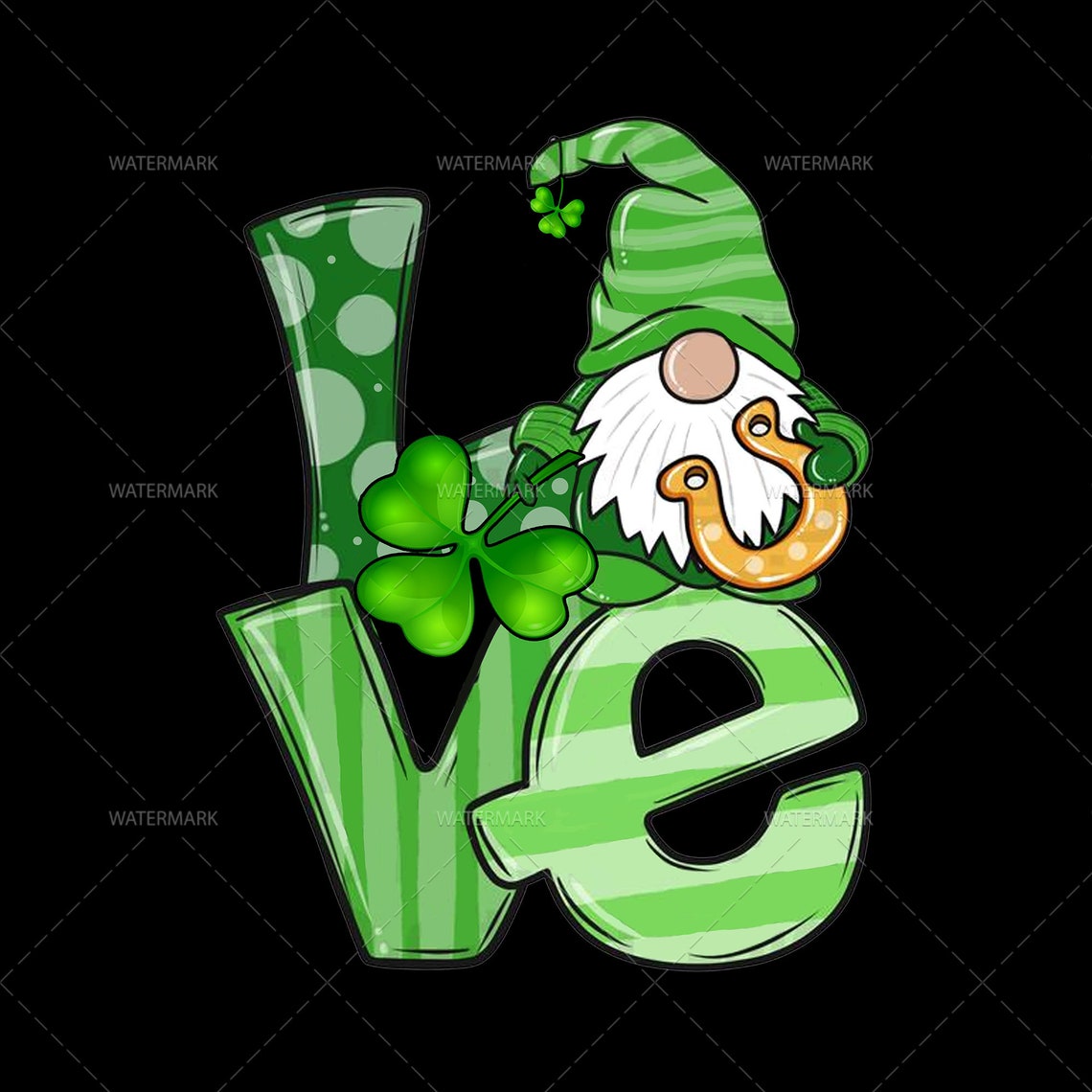 File png love gnome leopard shamrock st patricks day  etsy