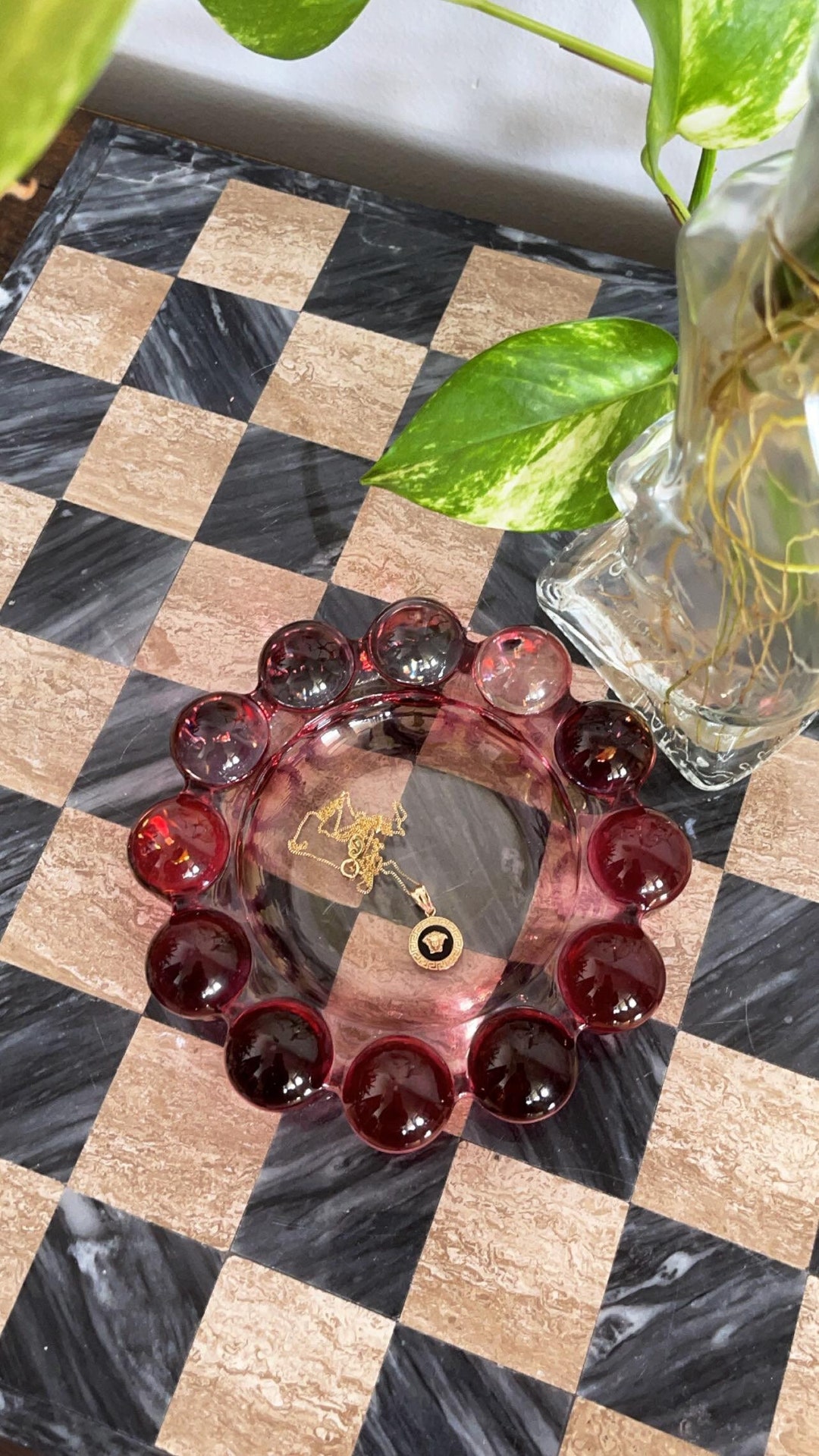 Vintage Pink Glass Ashtray Mid Century Modern Ashtray Pink Etsy