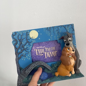Vintage Disney Lady And The Tramp Resin Sculpted 3D Picture Frame