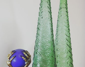 Vintage Green wave pattern genie bottle no stopper. 1 bottle only!!!