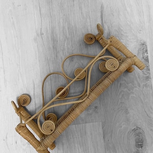 Vintage rattan small wall shelf