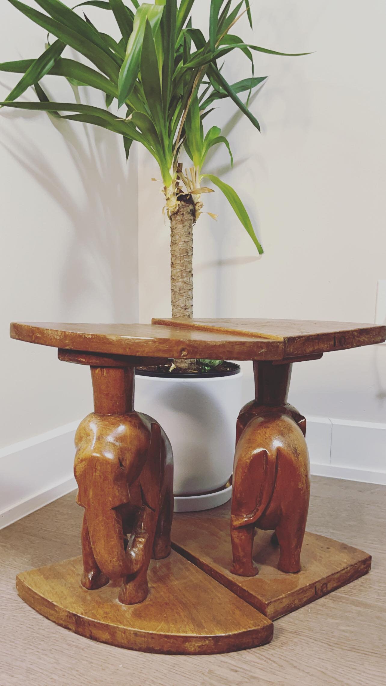 Solid Corner Wooden Elephant Side Table/pot Stand Etsy