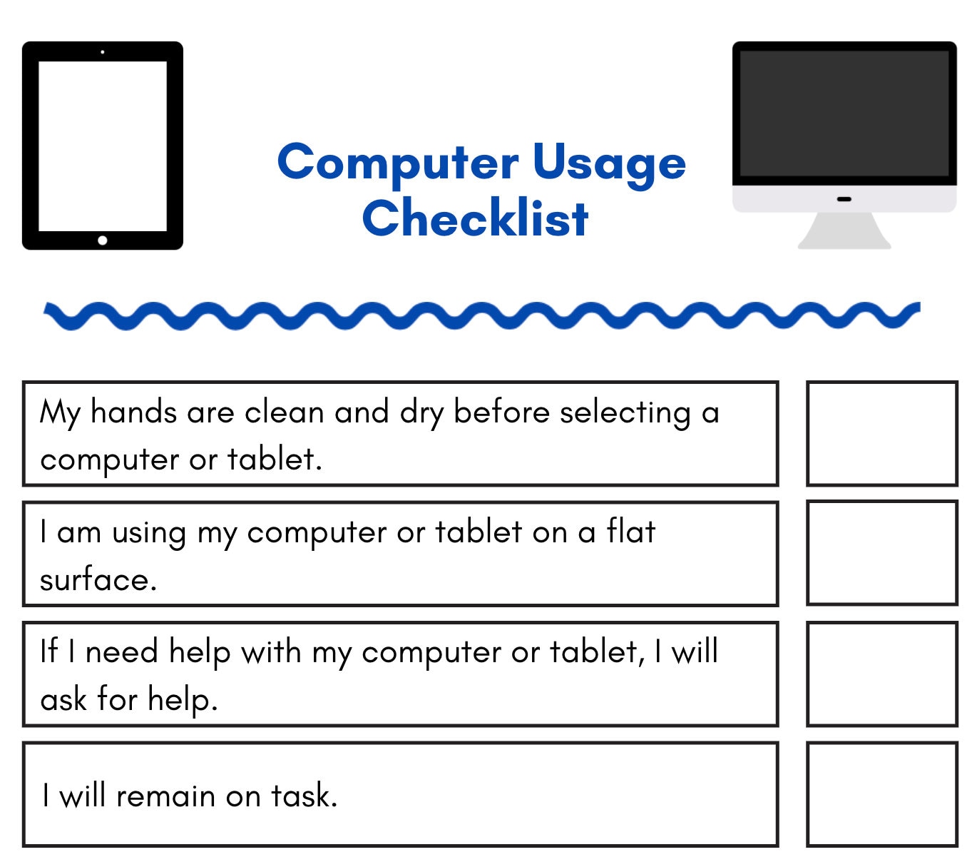 Computer Usage Checklist for Students Etsy