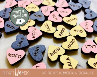 Funny Conversation Heart Stud Earring SVG - Valentines Earrings Cut File - PNG - Glowforge Digital File - Conversation Heart SVG