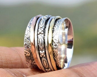 Solid 925 Sterling Silver Spinner Ring Handmade Ring Statement Ring sr9926