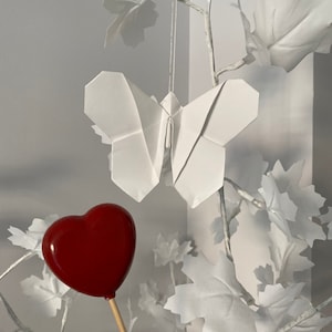 Farfalle di carta bianca, origami fatti a mano, set di 6