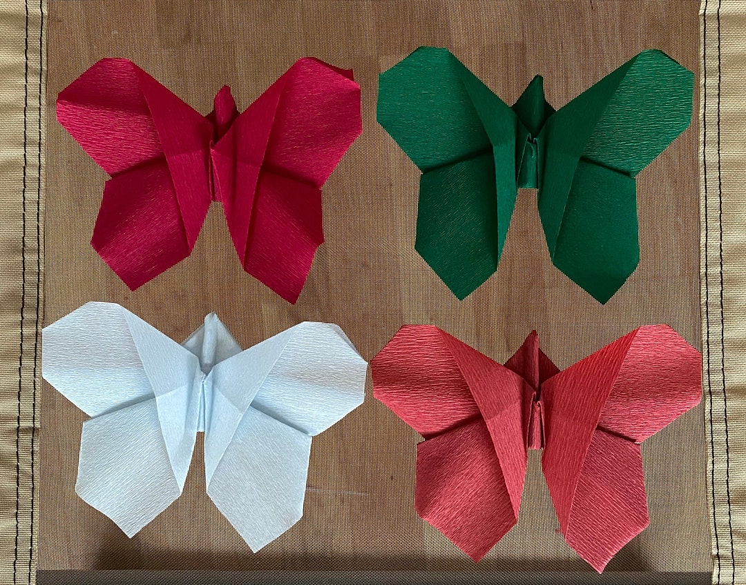 Butterflies in Colored Crepe Paper Handmade Origami Set of 6 Etsy