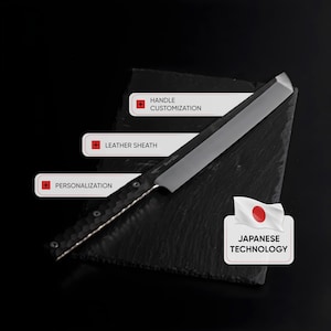 Japanese Kitchen Knife, Personalized Kitchen Gift for Men, Handmade Japanese Steel Knife, Custom Chef Knife, Engraved Steel Knife