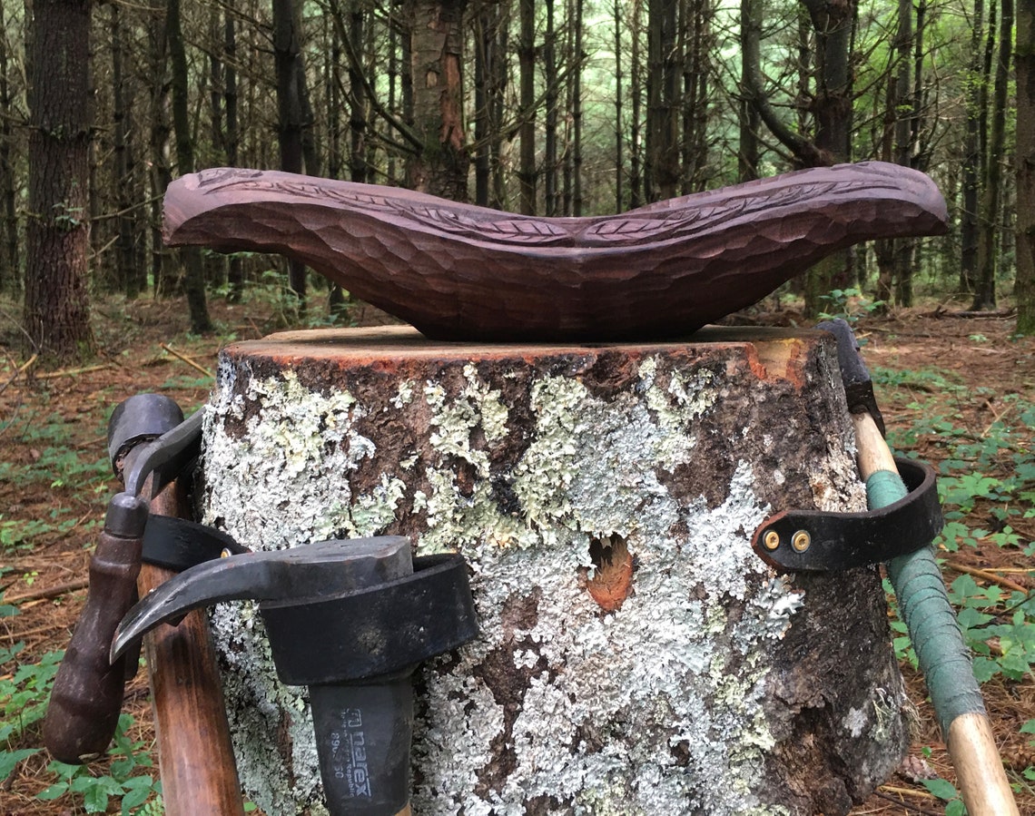 Adze Carved Black Walnut Wooden Bowl Etsy UK