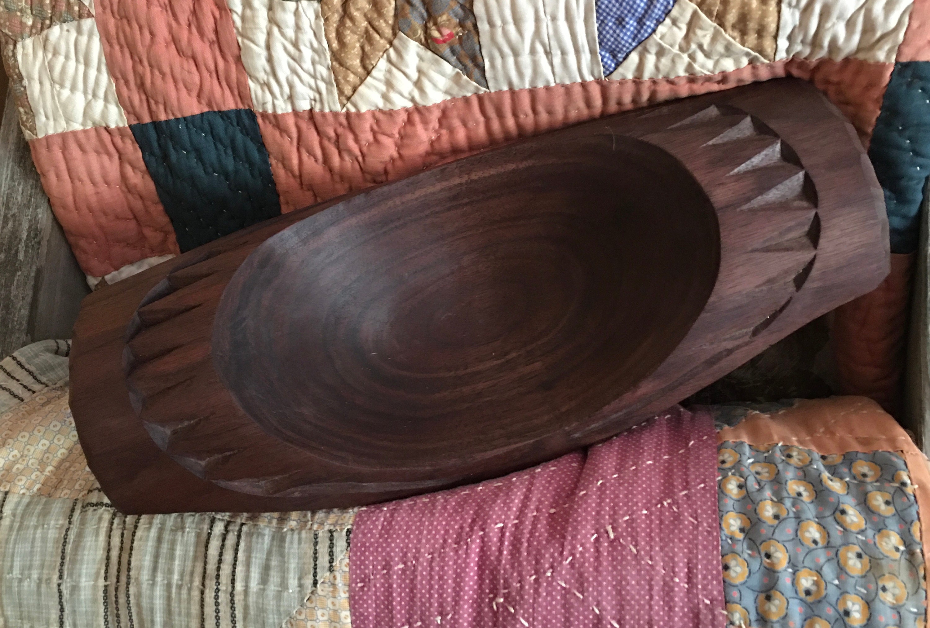 Adze Carved Black Walnut Bowl 12 3/8x 5 5/8x Etsy UK