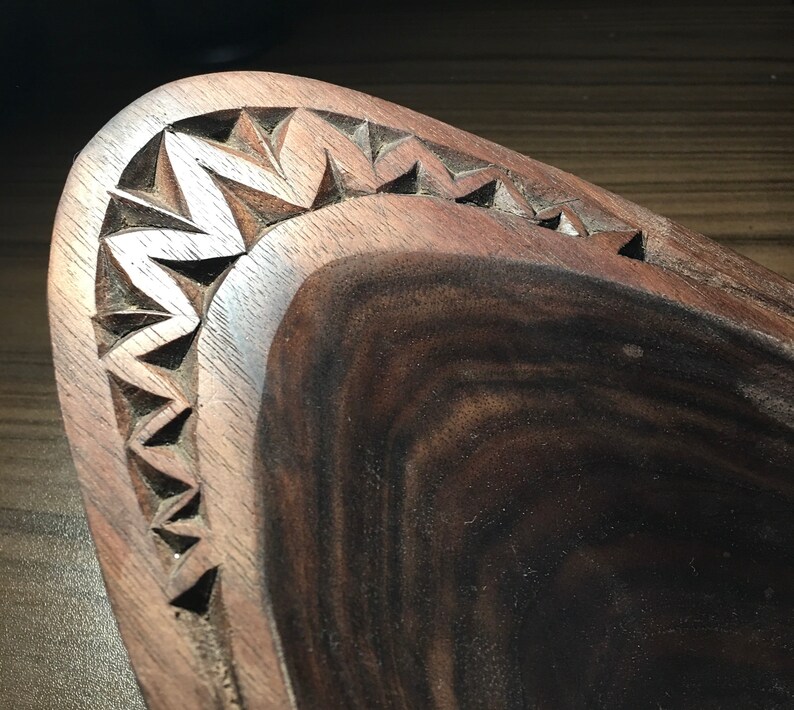 Adze Carved Bowl Black Walnut With Worm Holes 16 3/8x Etsy