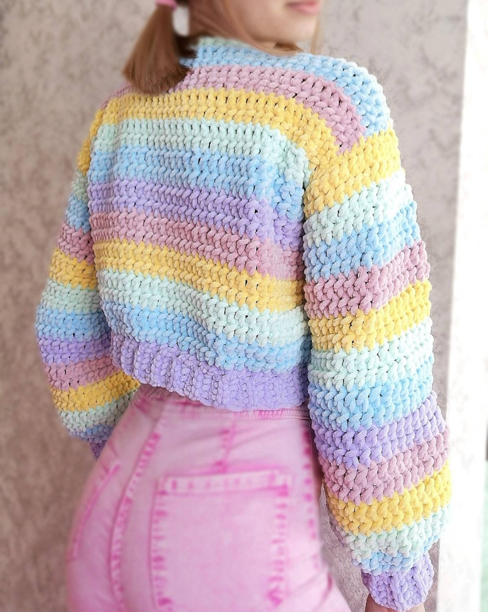 Sweater yarn acrylic crochet rainbow handmade Etsy