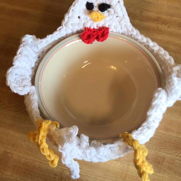 Crochet chicken bowl cozy