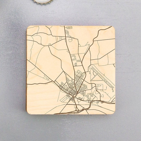 Rome, New York Street Map Coasters | Engraved Wood Coasters | Rome, NY Coasters Gift Set | Housewarming Gift