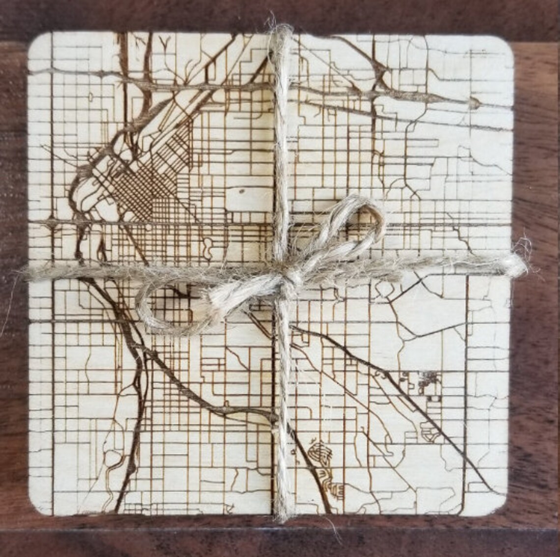 Livingston New Jersey Street Map Coasters Engraved Wood Etsy