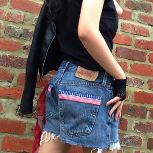 Upcycled Levi's American Flag Distressed Shorts Cut-Offs
