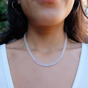 Rainbow Moonstone Candy Necklace | Hand-Knotted Beaded Necklace | Sterling Silver | Silk