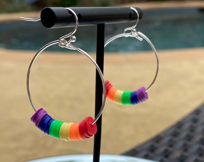 Pride earrings, Pride hoop earrings, Rainbow Pride, Rainbow earrings , handmade earrings, silver earrings, earrings
