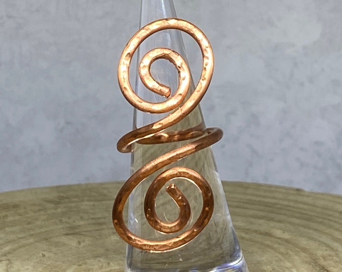 Copper Swirl Adjustable Ring | Copper Ring | Wire Ring | Copper Jewelry | Hammered Statement Ring | Statement Ring